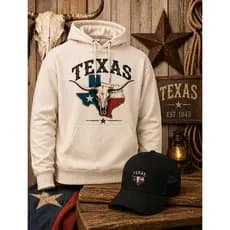 Moletom Texas Country Masculino Com Capuz Blusa de Fri Cowbo Rodei Western Estampado Canguru Inverno