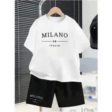 Kit Infantil Milano Itália Camiseta + Shorts Estiloso Camisa estilosa