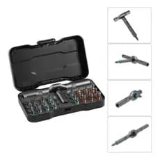 Kit Chave Catraca Articulada Cabo T Com Jogo De Bits Maleta