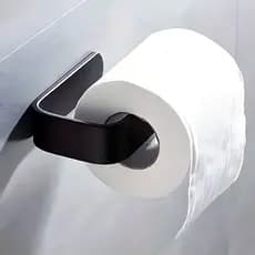 Porta Papel Higiênico Alumínio 15cm/33CM Preto, Sem Furo, Instalação Adesiva