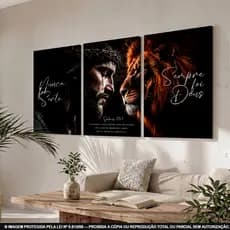 Quadro Decorativo Salmo 23:1 Arte Jesus Leão de Judá Religioso Nunca Foi Sorte Sempre Foi Deus Sala