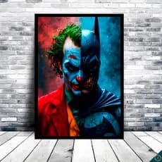 Quadro Decorativo Confronto Épico entre Batman e coringa Luxo Para Decoração De Quarto Sala Hall Escritório