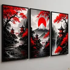 Quadros Decorativos Arte Oriental Moderna, Estilo Japonês Sala Quarto