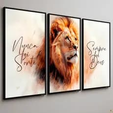 Quadros Decorativos Grande Sala Quarto Leao Nunca Foi Sorte Sempre Foi Deus 122x60 4k