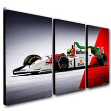 quadro decorativo 3 peças Mclaren Ayrton Senna decoração sala quarto