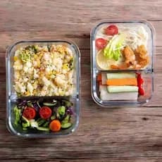 Kit 3 Pote Hermético Retangular de Vidro 1040ml com Divisória | Marmita para Alimentos