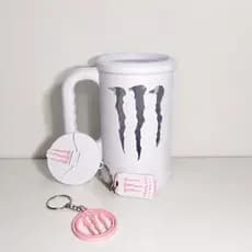 Porta Lata Monster 473ml 3D com 4 Peças | porta lata + Tampa + Abridor + Chaveiro