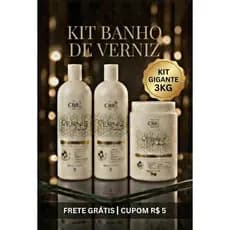 Kit Banho de Verniz CBB Profissional 3kg - Brilho Espelhado (Shampoo + Condicionador + Máscara)