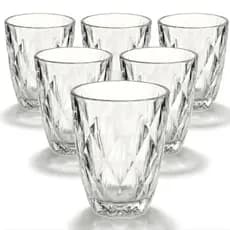 Jogo 6 Copos Baixos Diamond 300ml Vidro Grosso Diamante Luxo