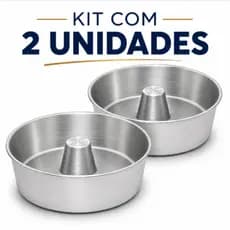 Kit 2 Forma Bolo Pudim 28cm Alumínio Antiaderente Assadeira Redonda Grande Alta Forno Torta