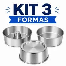 Kit 3 Formas de Bolo Alumínio 28cm Cone Lisa Ballerine Alta Qualidade Reforçadas