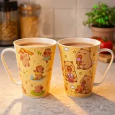 Kit Canecas Decorada de Capivara Divertida Plástico 430ml Jogo Lembrancinha Infantil aniversário