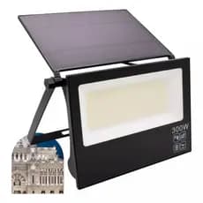 Refletor Solar LED 300W com Placa Solar Ajustável e Controle Remoto Placa Prova Dágua
