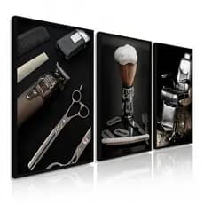 Kit 3 Quadros Decorativos Luxo Barbearia Barber Cabelo 60x40