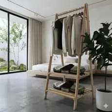 Arara de Madeira Dobrável para Roupas – Cabideiro Moderno para Roupas