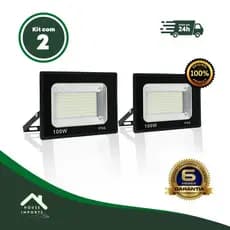 Kit 2 Refletor Led 100w 110/220V Holofote 6500k Branco Frio Prova D´água IP66