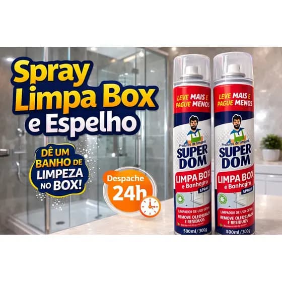 Limpa Box e Banheiro Super Dom 500ml 300g Tira Manchas Gordura e Faz a Água Escorrer Vidro Brilhando