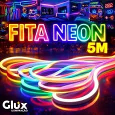 Fita Led Neon 5m Flexível Dobravel IP65 Mangueira Silicone Prova D'água Decoração Quarto Logo Casa Usada em área externa