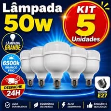 5 / 3 / 2 Lâmpadas Alta Potencia 50w 6500K Super Bulbo Forte Luz Branca 127v/220v Bivolt