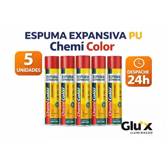 5 UnidadesEspuma Expansiva 500ml CHEMICOLOR Uso Geral Vedação Portas Janelas Ar Condicionado e Buracos Preço de Atacado