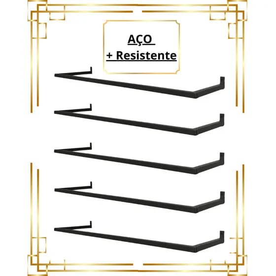 Kit 5 Arara De Parede 60cm Cabideiro Aço Resistente Organizador de Roupas Loja Closet Quarto