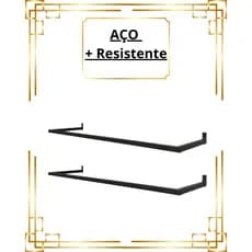 2 Araras De Parede 60cm Cabideiro Aço Resistente Organizador de Roupas Loja Closet Quarto