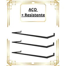 3 Araras De Parede 60cm Cabideiro Aço Resistente Organizador de Roupas Loja Closet Quarto