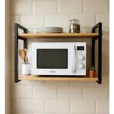 Prateleira Suspensa 50cm industrial  Suporte Microondas Forno Air Frier Impressora Aço Madeira Pinus