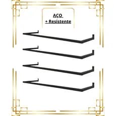 4 Araras De Parede 60cm Cabideiro Aço Resistente Organizador de Roupas Loja Closet Quarto