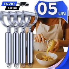 Combo Descascador de Legumes Inox Cozinhas Prático Batata Cenoura Frutas Multiuso Utensílios