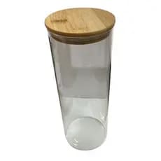 Pote Hermético Vidro Borossilicato 1 8L Tampa Bambu Vedação Hermética Armazenamento Fresco