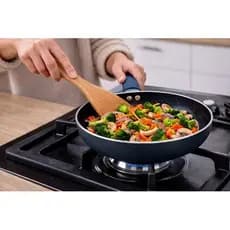 Frigideira Ceramica Antiaderente Azul Alumínio 20cm Alta Durabilidade Facil Limpeza Cozinha Saudavel Preparo Rapido