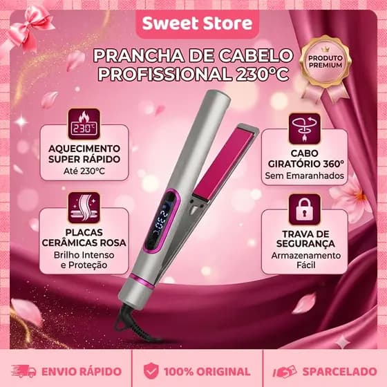 Chapinha Profissional 220 Graus 2 Em 1 Liso e Cacheado Tecnologia Titanium Para Alisamentos Bivolt 110v/220v