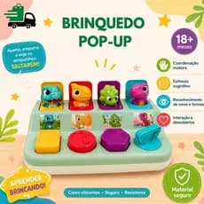 Brinquedo Educativo Pop Up Animais – Desenvolvimento Motor, Cores e Causa e Efeito para Bebês e Crianças