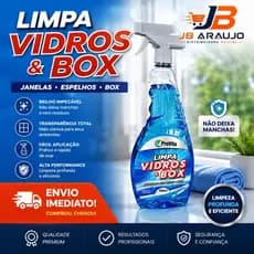 Limpa Vidros e Box 500ml Sem Manchas Brilho Instantâneo Janela Espelho Banheiro Box