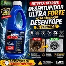 DESENTUPIDOR ULTRA FORTE 500ML – DERRETE GORDURA, CABELO E ENTUPIMENTOS EM MINUTOS - DESENTOP