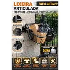 Lixeira Articulada  Muro Parede Grade Reforçada Aço Resistente Suporta 50kg Envio Imediato