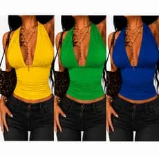 Blusas Femininas Frente Única com Amarração no Pescoço , Moda Verão.