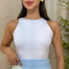 Regata Blusinha Feminina Suplex Duplo Básica Elegante Moda Blogueira Tendencia