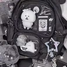 Mochila de Exposição de Quadrinhos 2D Japonesa para Estudantes Femininas, Grande Capacidade, Transparente, Bar Jiguzi Pa