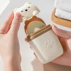 Caixa de Sabonete em Forma de Urso com Tampa, Suporte para Sabonete para Banheiro, Estojo Organizador Selado Portátil pa