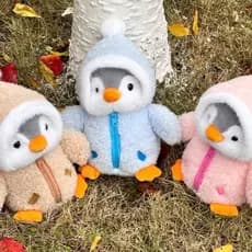 Pinguim Fofo de 25cm com Chapéu, Brinquedo de Pelúcia, Boneco Macio, Brinquedos de Animais de Desenho Animado, Par de Al