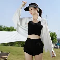 Camisa de proteção solar feminina para o verão, adequada para ciclismo e condução, possui proteção UV, é respirável, de
