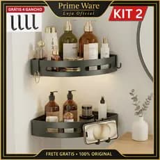 Kit 2 Suporte de Canto Porta Shampoo Prateleira Para Banheiro Organizador com Adesivo Multifuncional