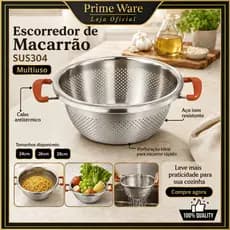 Escorredor De Macarrão Massa Aco Inox Utensílios Cozinha Profissional Resistente Arroz Restaurante