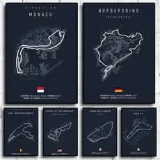 Quadro decoração Fórmula 1 pista f1 Circuitos Imola Mônaco Decorativo Moderno sala quarto