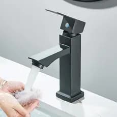 Torneira Para Pia De Cozinha Torneira Gourmet/Lavabo Preta Luxo Metal Moderna 1/2 Cuba Inox Quadrada,Torneira Banheiro