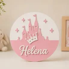 Placa Decorativa Princesa Personalizada Guirlanda Mandala Com Nome Decoração Quarto Infantil Menina Porta Maternidade