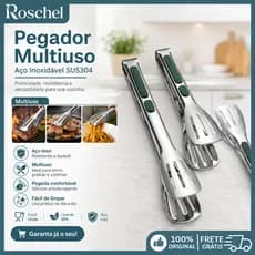 Pegador de Aço Inox Alimentos SUS304 Food Grade para Churrasco Cozinha Carne e Frutas Resistente
