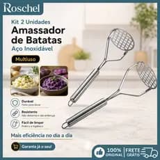 Conjunto de Inox Amassador de Batatas Prensa Hambúrguer Manual Utensílio Cozinha Resistente Premium